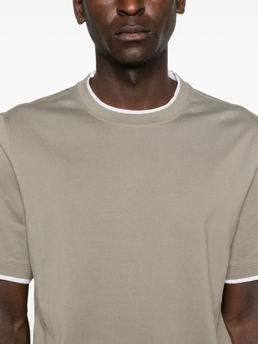 Brunello Cucinelli T-shirt met contrasterende afwerking Groen