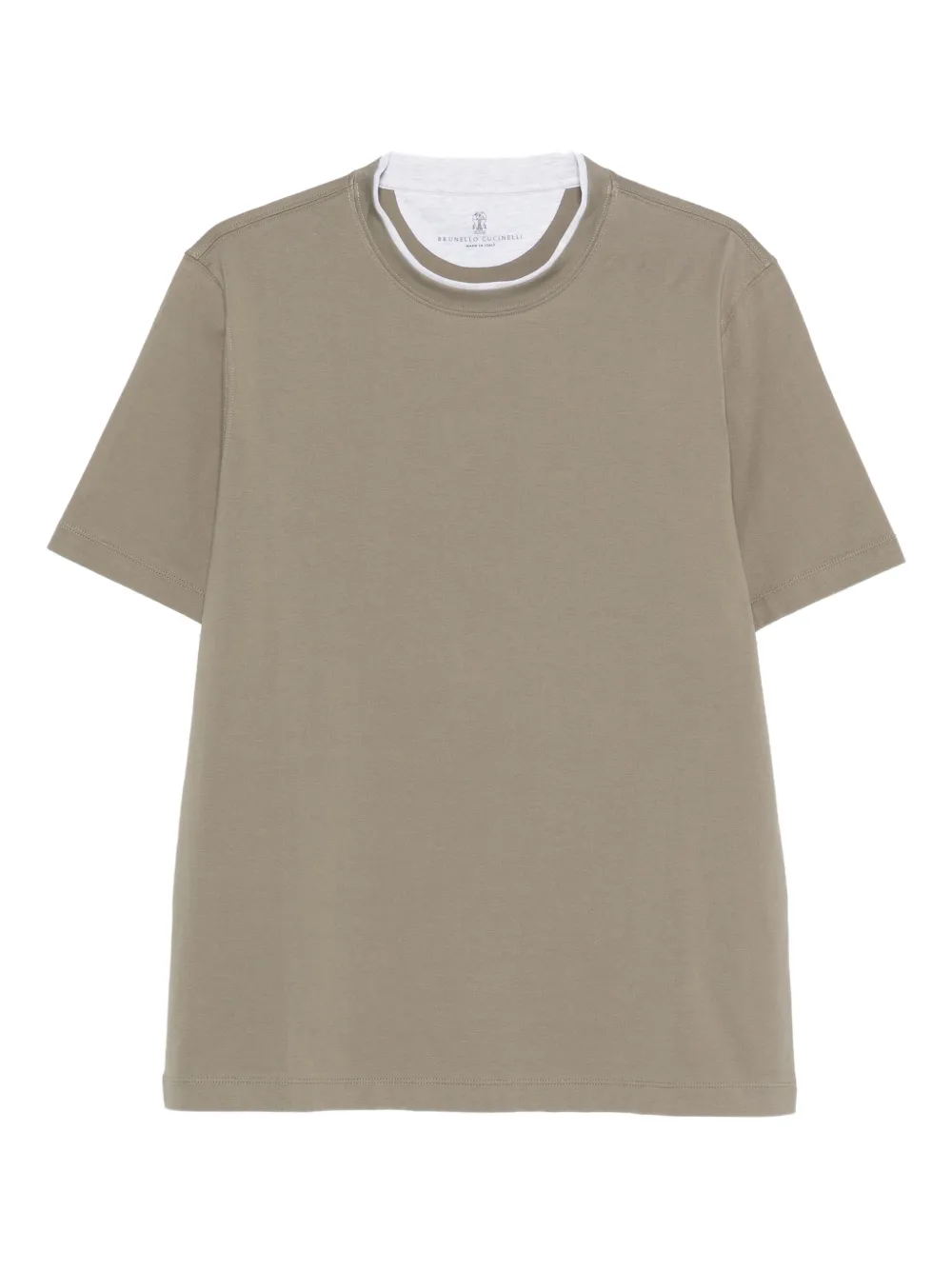 Brunello Cucinelli contrast-trim T-shirt | Green | Image 1