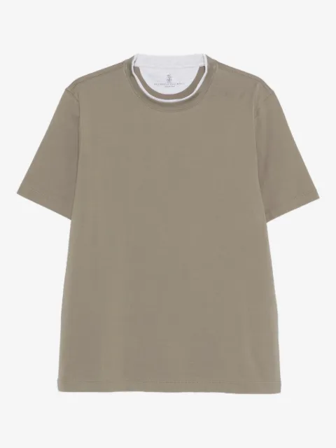 Brunello Cucinelli cotton jersey crew neck T-shirt with faux-layering