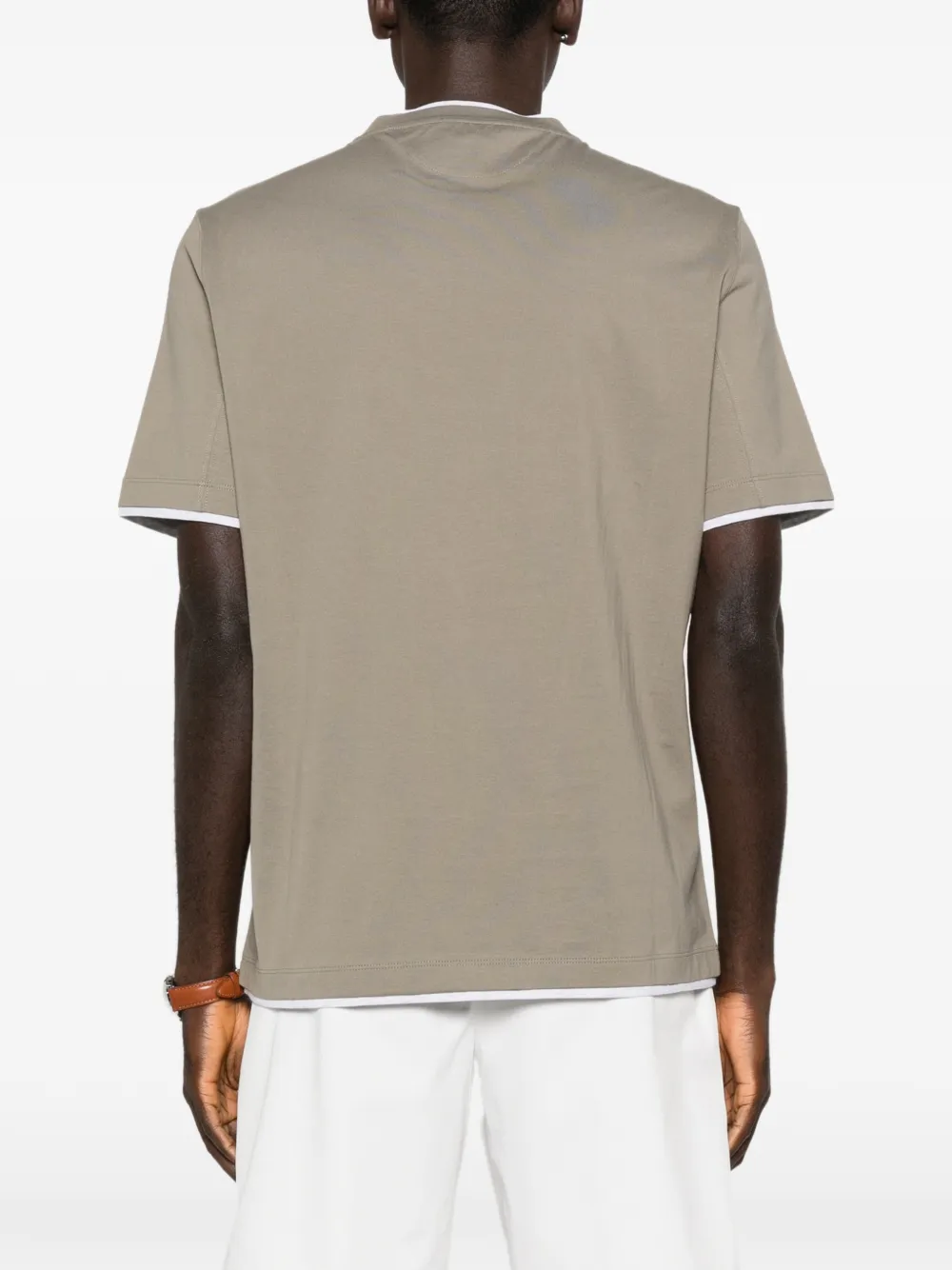 Brunello Cucinelli T-shirt met contrasterende afwerking Groen