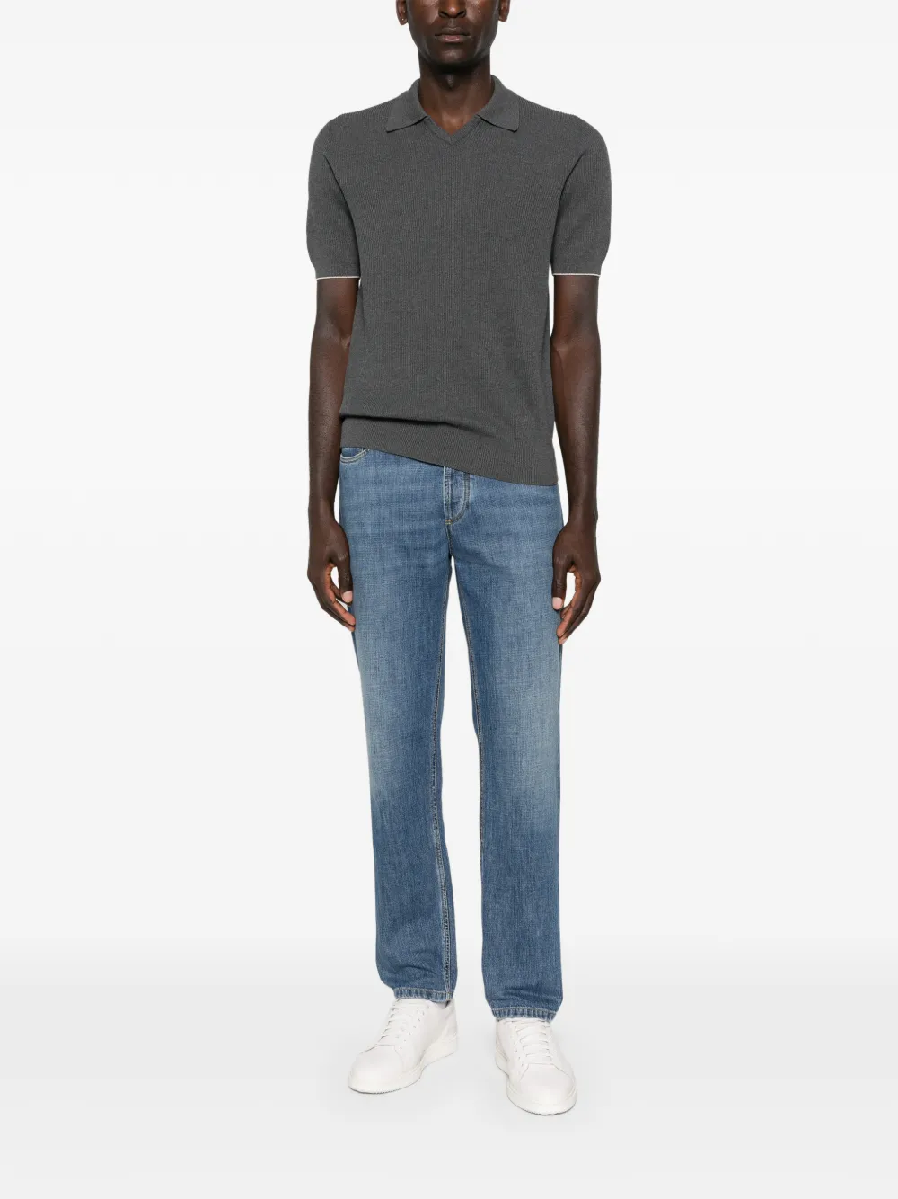 Brunello Cucinelli collar T-shirt - Grijs