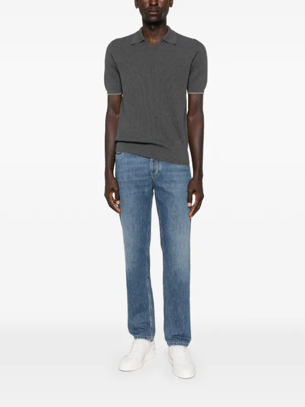 Brunello Cucinelli Collar T-shirt | Grey | FARFETCH ID