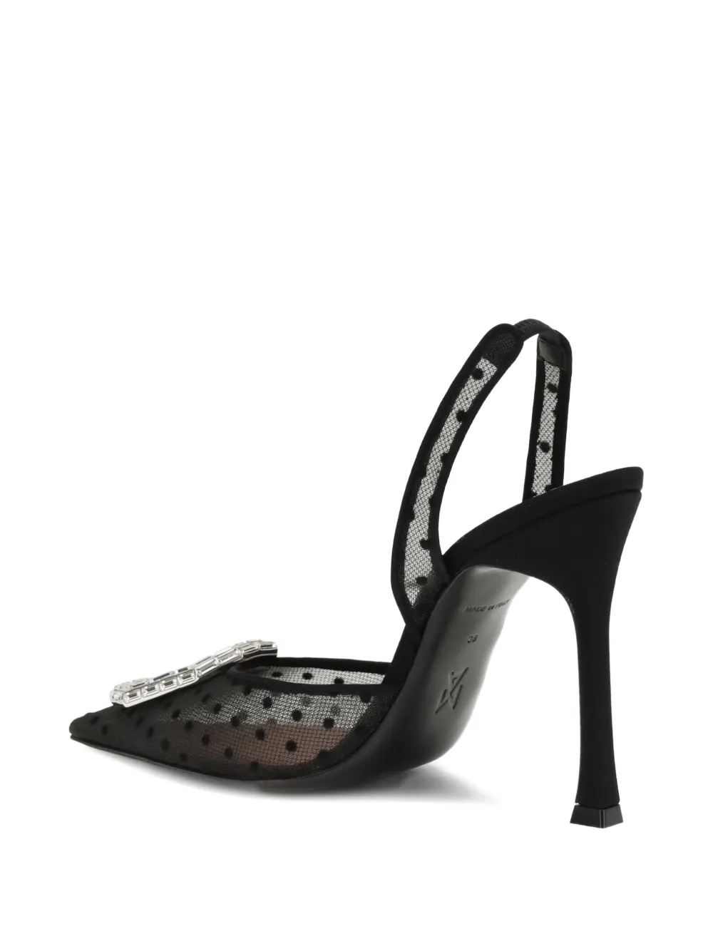 Amina Muaddi 105mm Camelia polka-dot embellished sling-back sandals Zwart