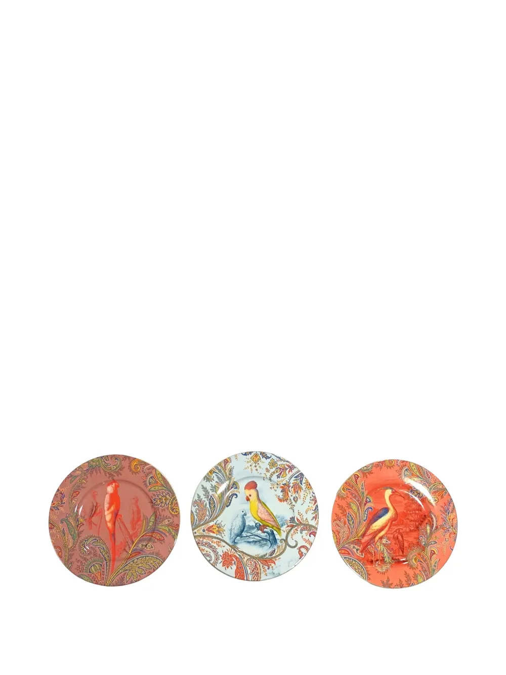 ETRO HOME bird paisley-print round plates (set of three) | rose | Image 1