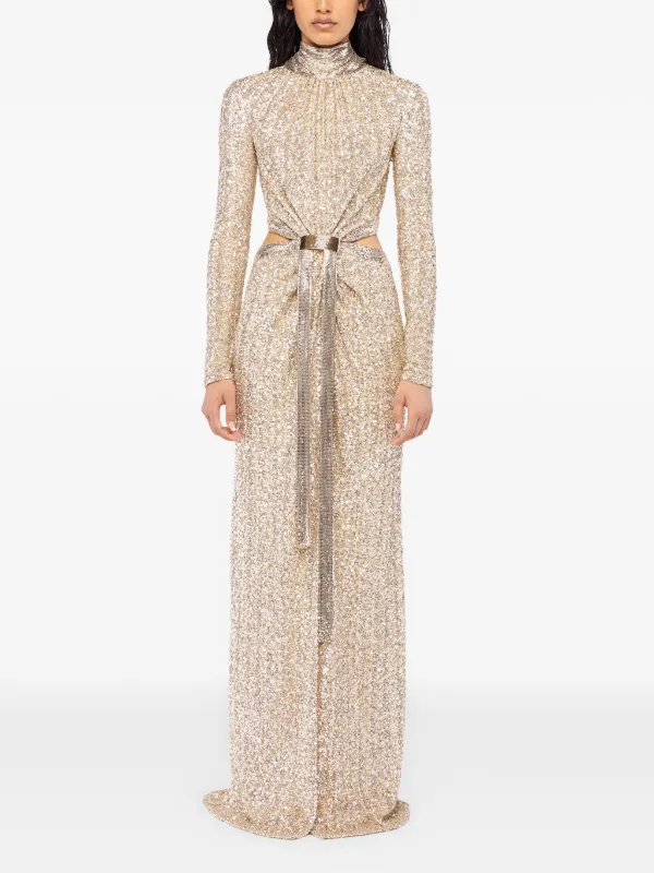Rabanne Sequin-embellished Cut-out Dress - Gold Rabanne Sequin-embellished Cut-out Dress - Gold