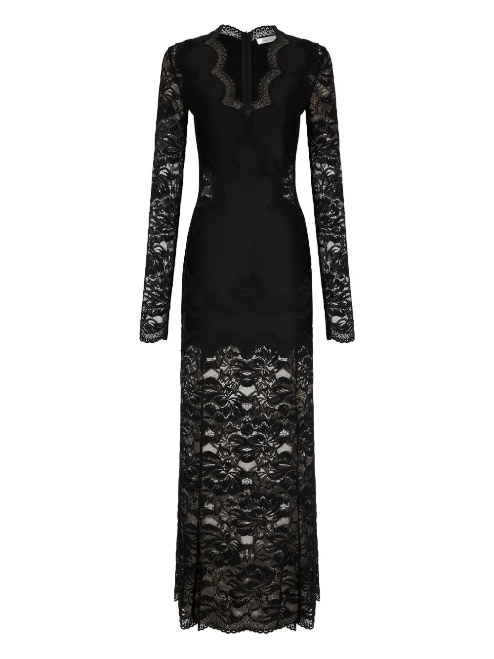 Rabanne Long-sleeve Lace Maxi Dress In Black