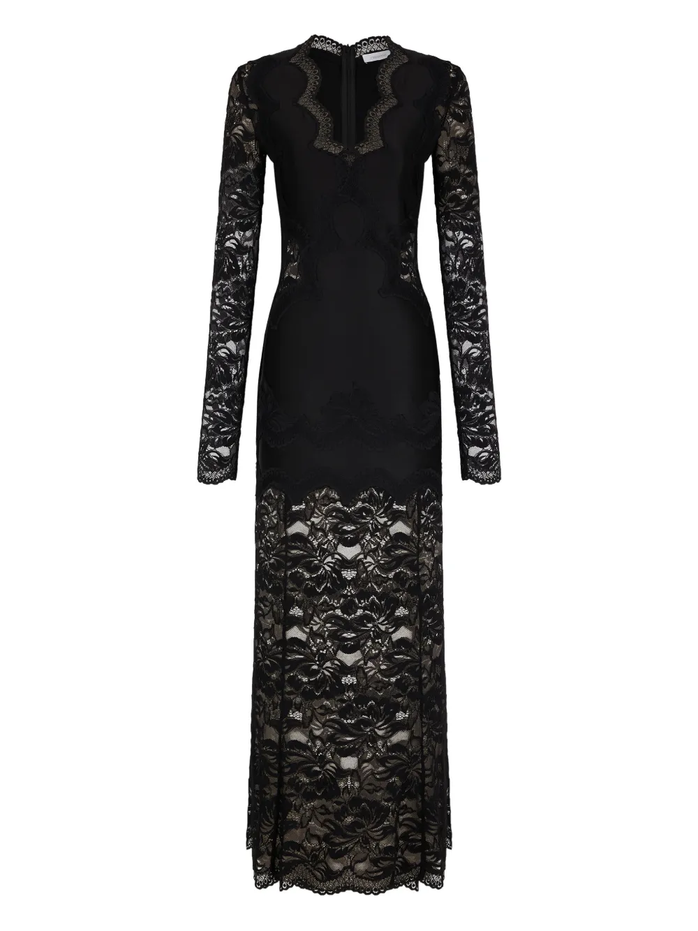 Rabanne long-sleeve lace maxi dress - Nero