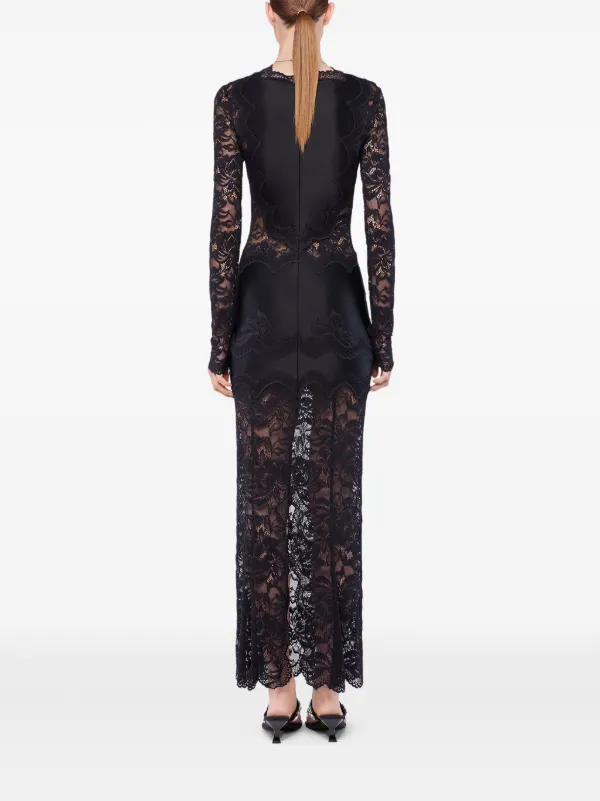 long sleeve black lace maxi dress Scalloped column maxi skirt Mist Lace Maxi Dress -