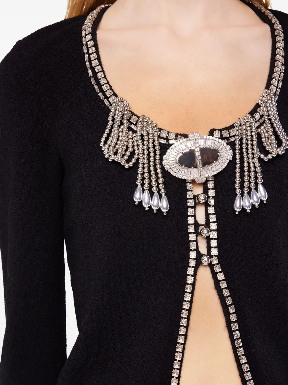 Rabanne Jeweled-embroidered Cardigan In Black