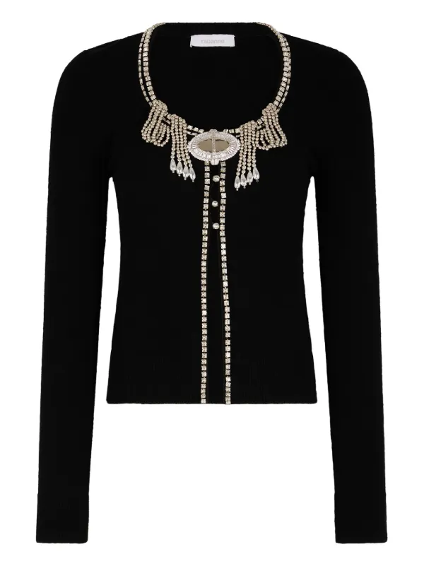 Rabanne Jeweled-embroidered Cardigan in Black