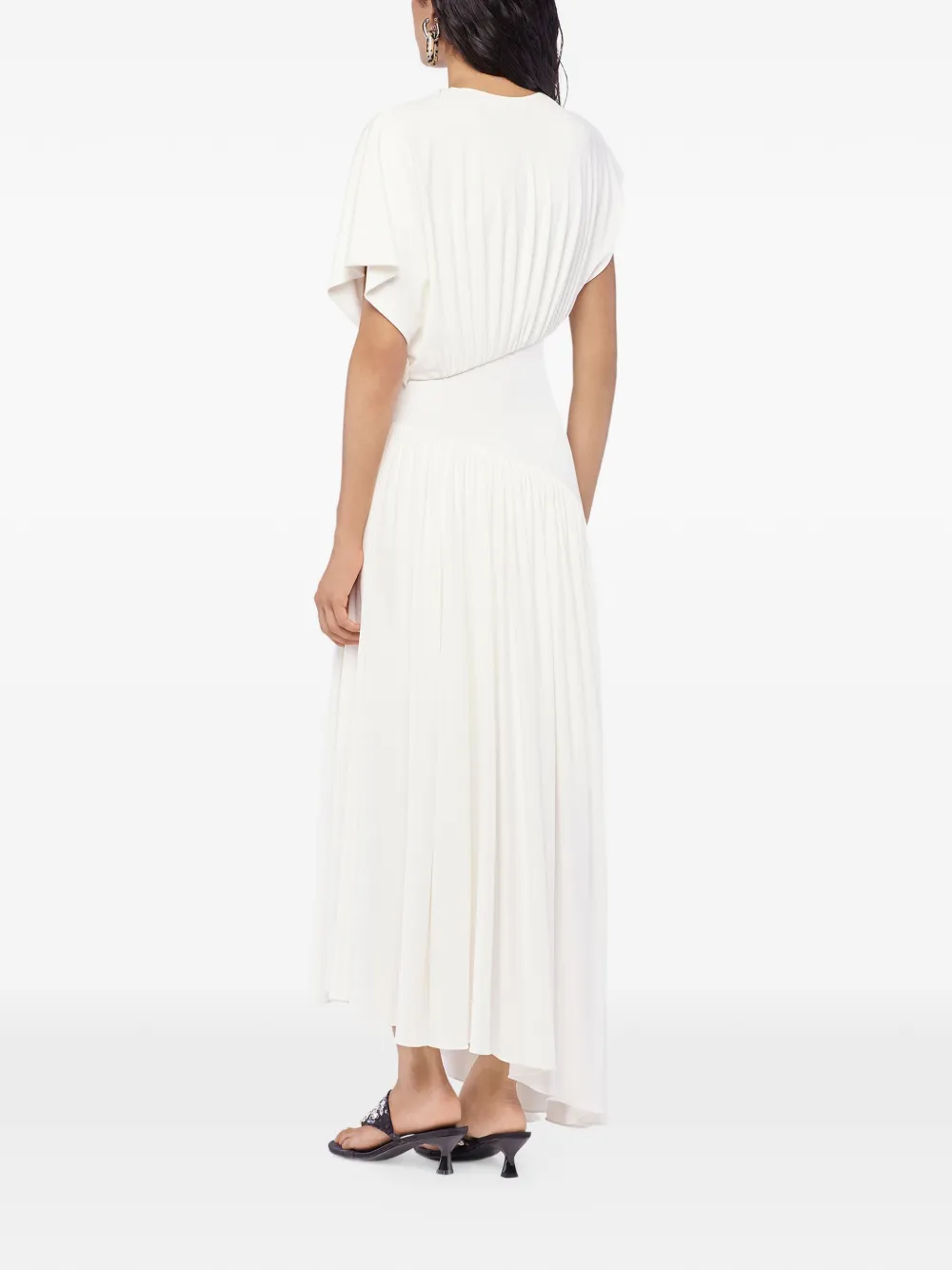 Rabanne Midi-jurk met textuur en ruches Wit