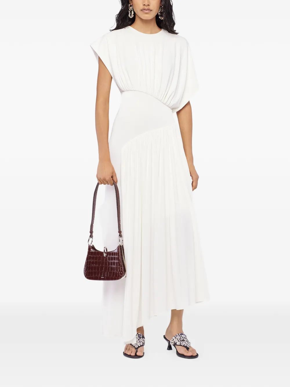 Rabanne Midi-jurk met textuur en ruches Wit