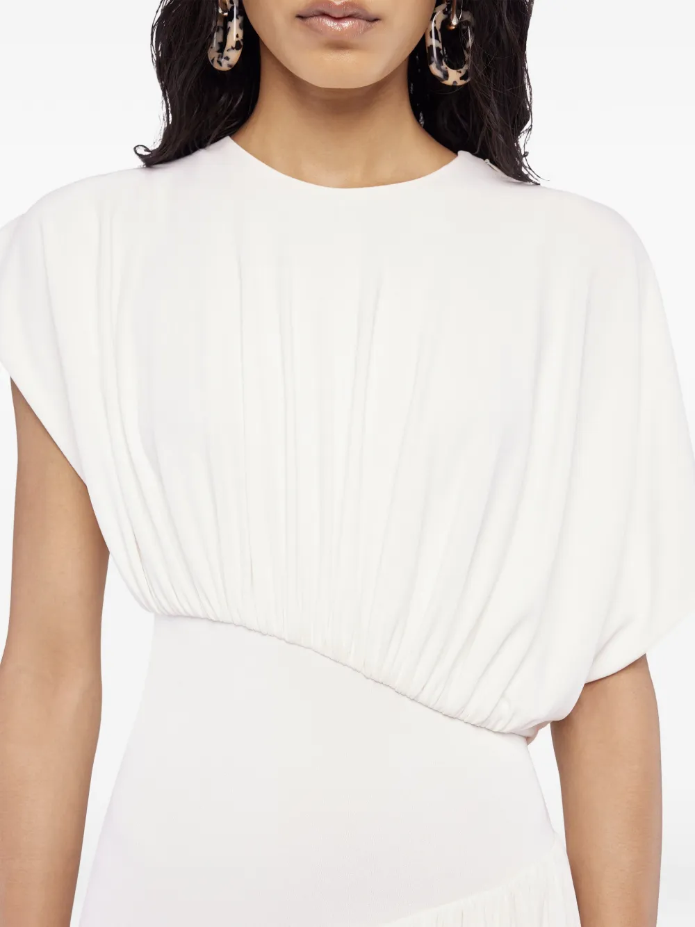 Rabanne Midi-jurk met textuur en ruches Wit