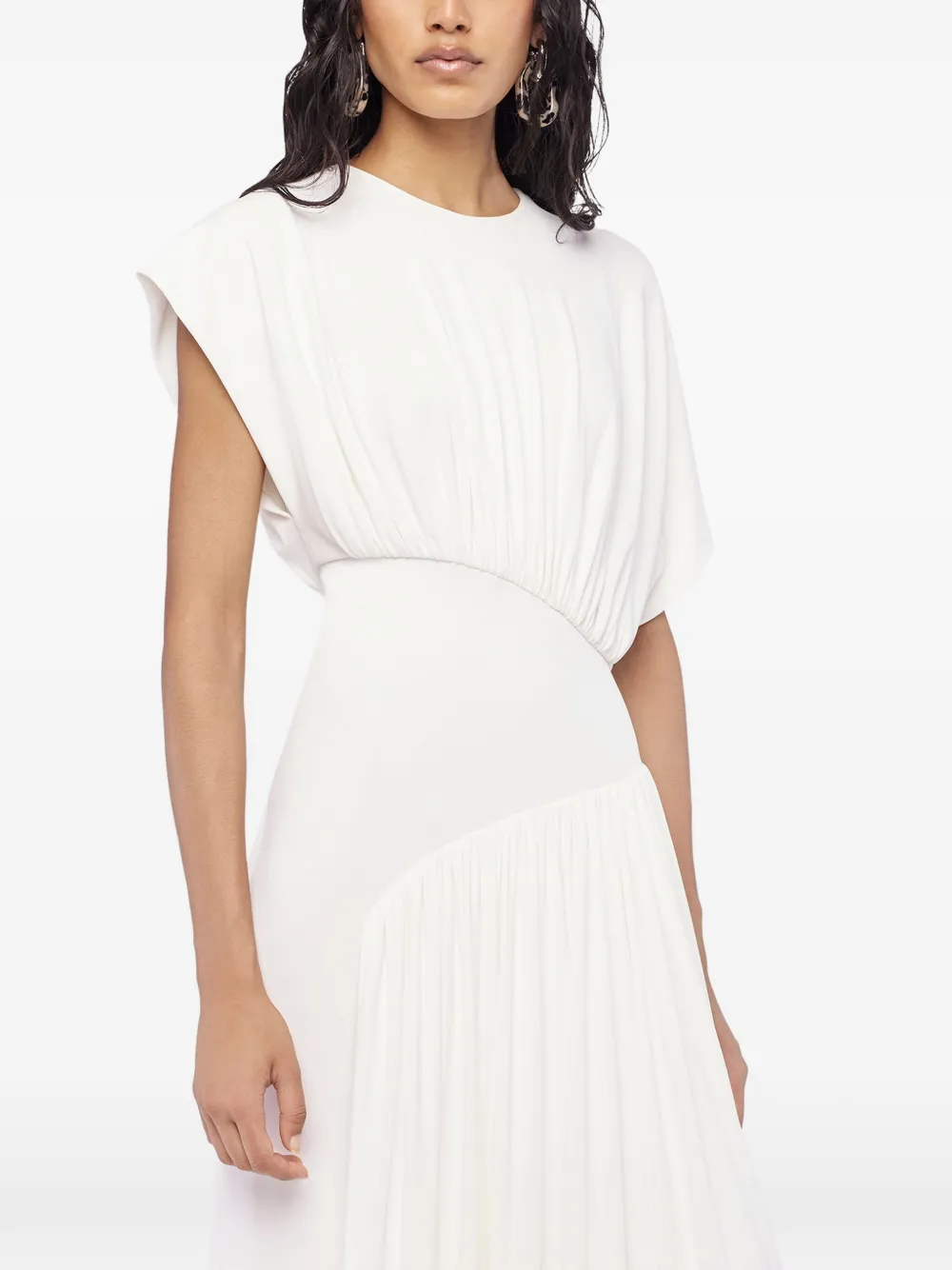 Rabanne Midi-jurk met textuur en ruches Wit