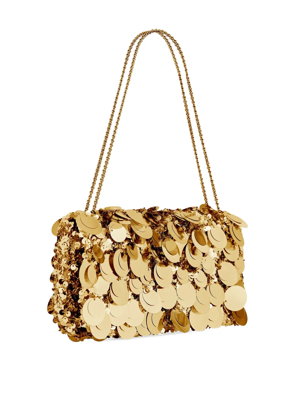 Rabanne Sequin-embroidered Baguette Bag In Gold