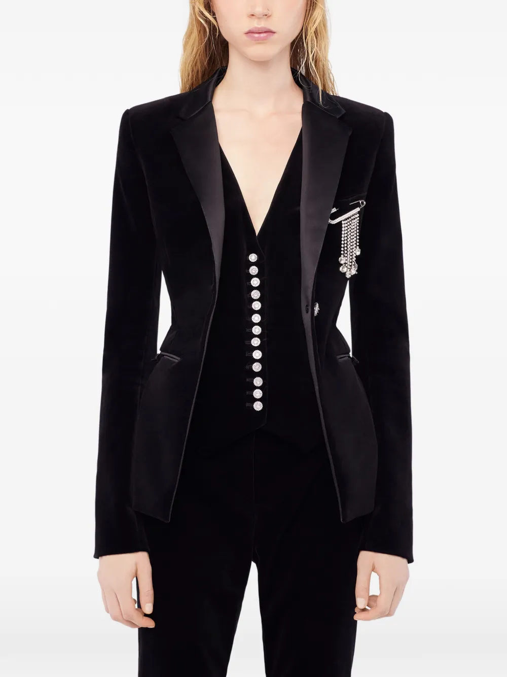 Rabanne Jewel-button Blazer In Black