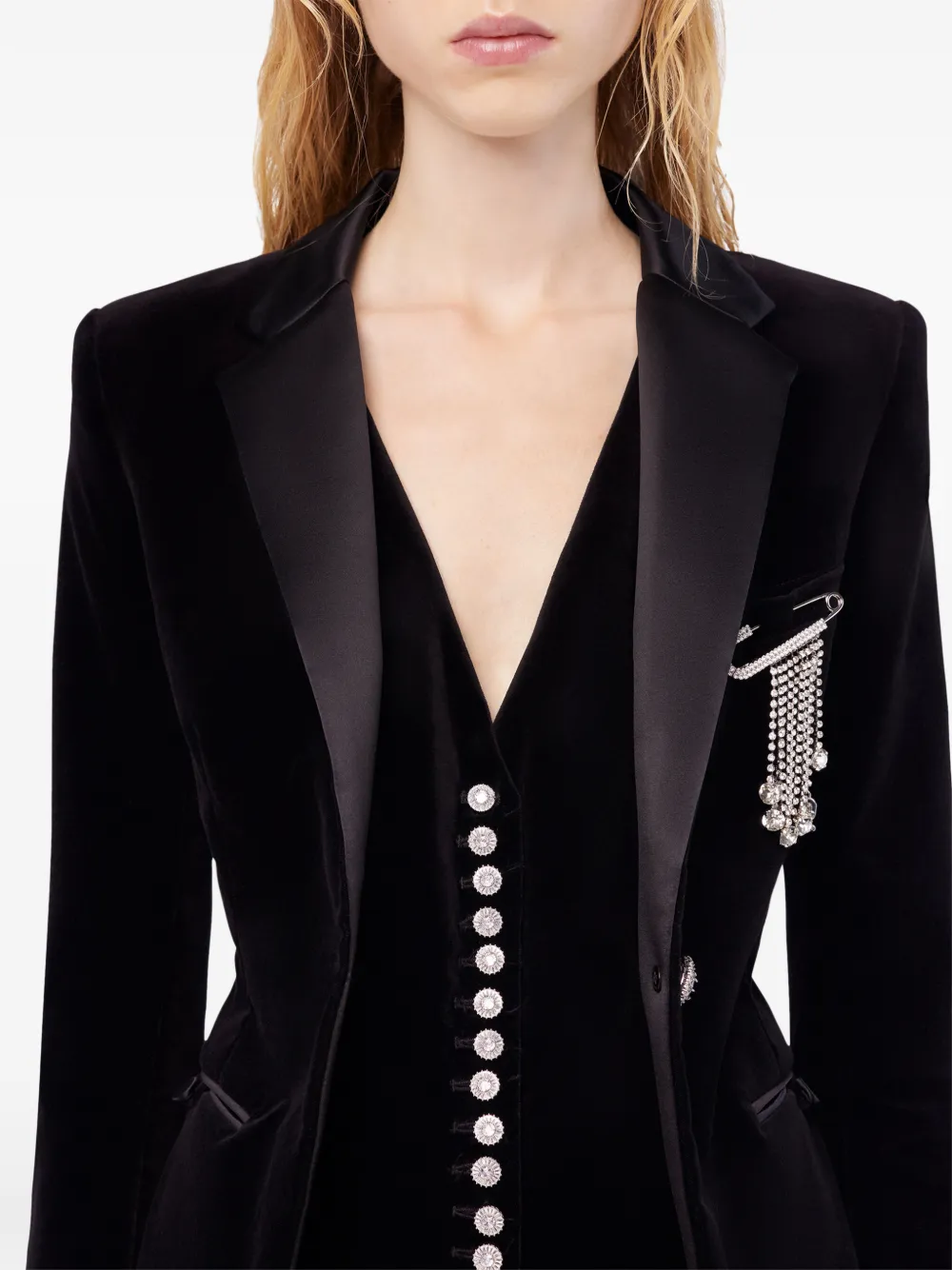 Rabanne Blazer met juwelen knoop Zwart
