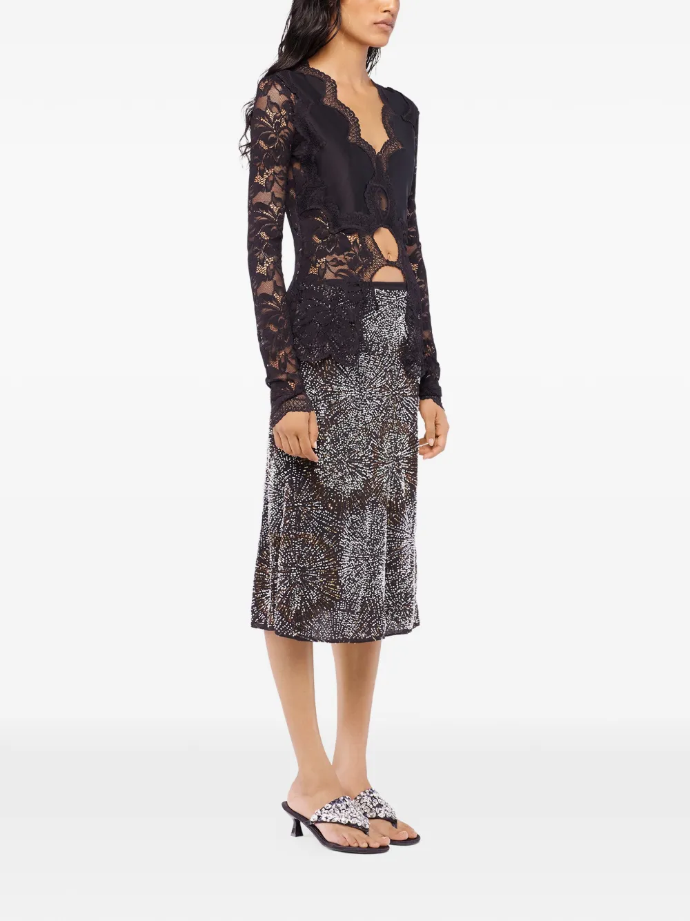 Rabanne Blouse met kant Zwart