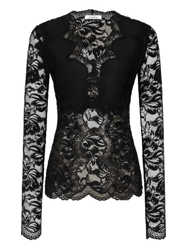 Rabanne Lace Long-sleeve Blouse in Black