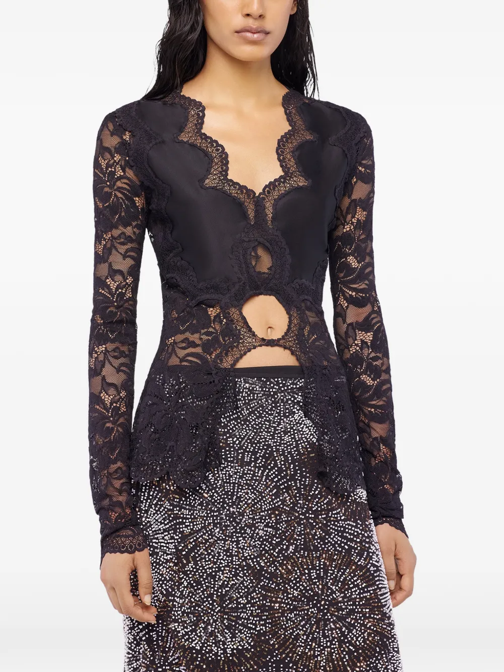 Rabanne Blouse met kant Zwart