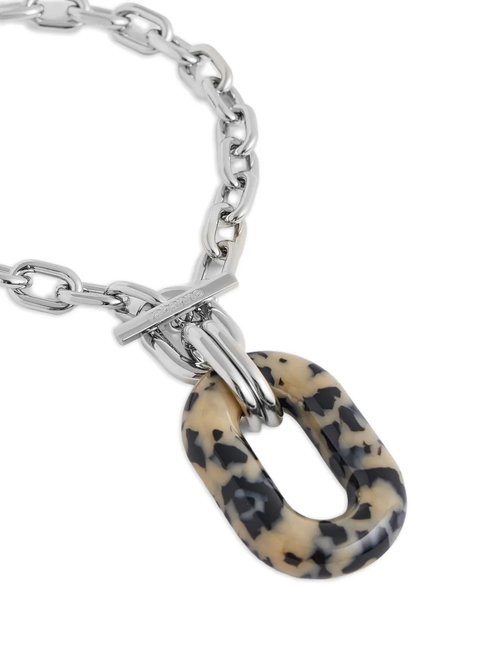 Rabanne Link Tortoiseshell Necklace In Silver