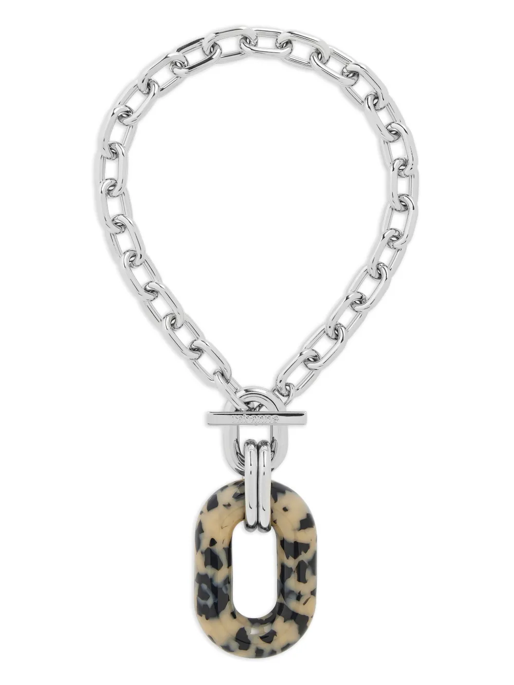 Rabanne Link Tortoiseshell Necklace In Silver