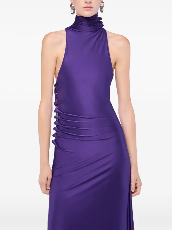 rabanne purple dress Rabanne - Midi Magenta Asymmetrical Dress With Ruched Details - T40 - Women