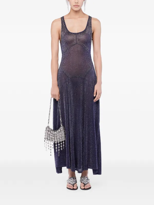 Rabanne Flared Hotfix Knit Dress in Blue