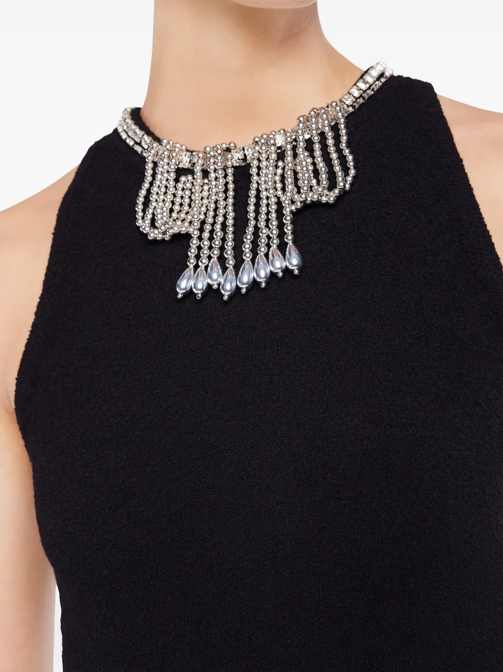 Rabanne Jeweled-embroidered Top In Black