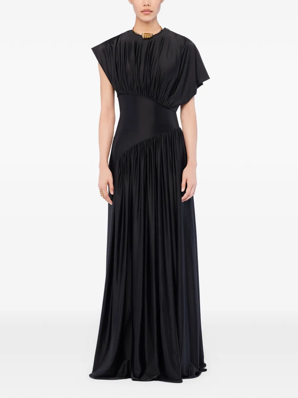 Rabanne ruching satin dress - Nero