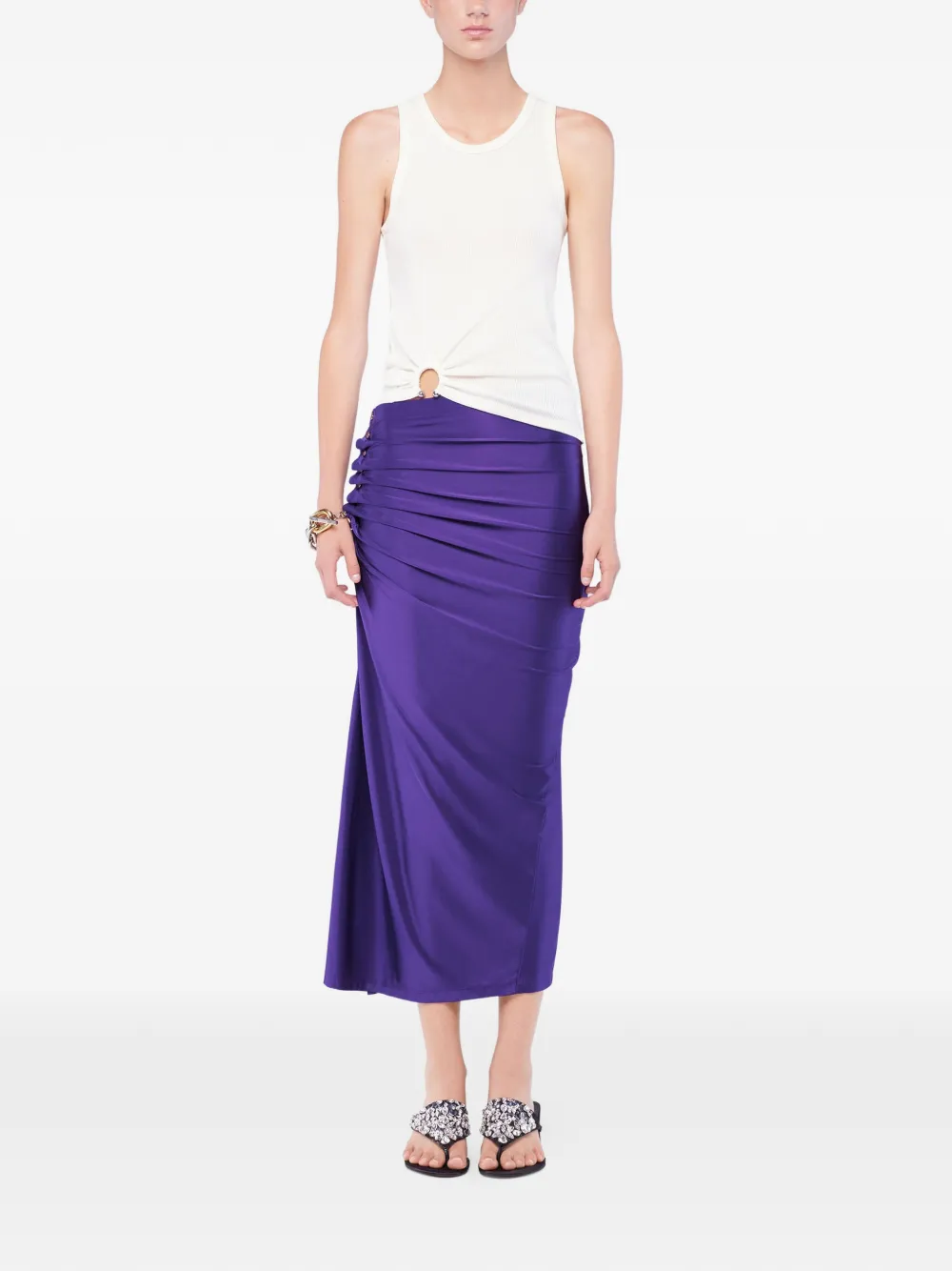 Rabanne Draped Midi Skirt In Blue