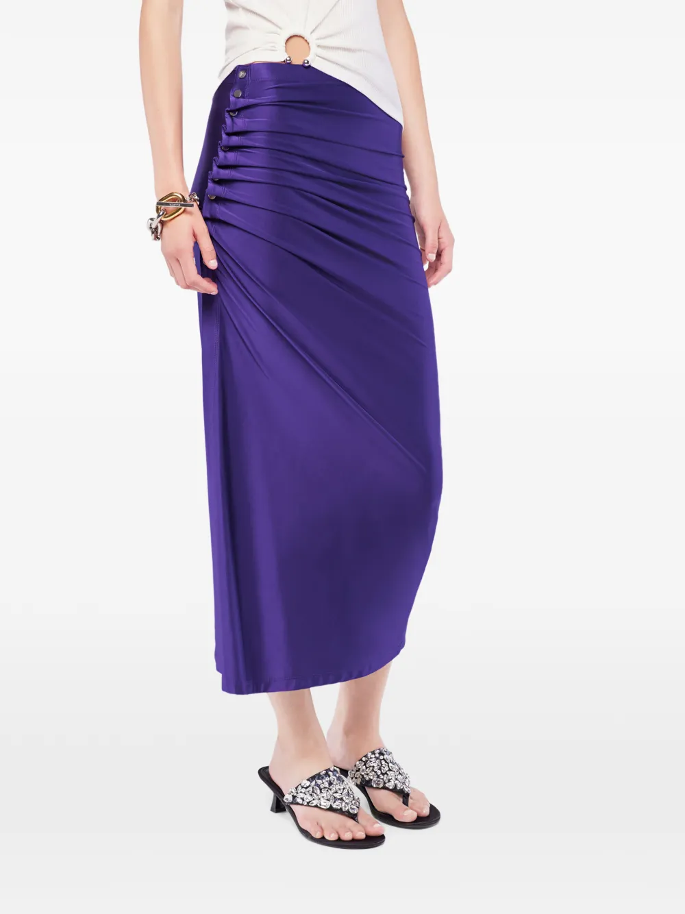 Rabanne Draped Midi Skirt In Blue