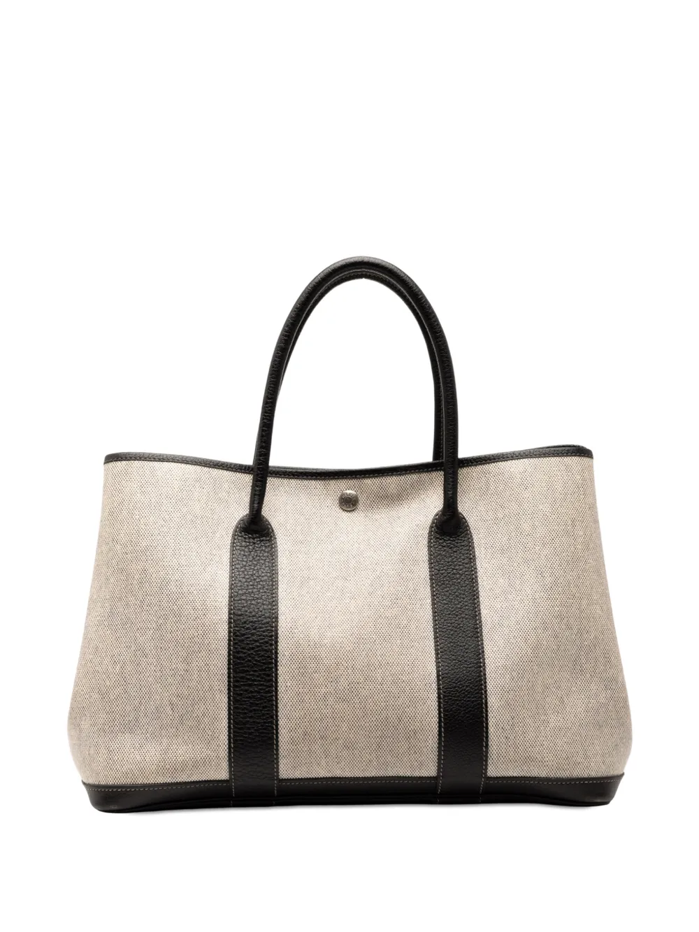 Pre-owned Hermes 2002 Toile And Negonda Garden Party 36 Tote Bag In Gray