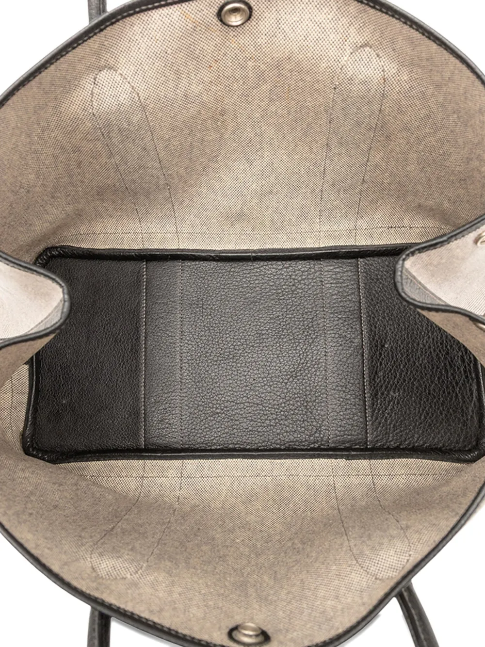 Pre-owned Hermes 2002 Toile And Negonda Garden Party 36 Tote Bag In Gray