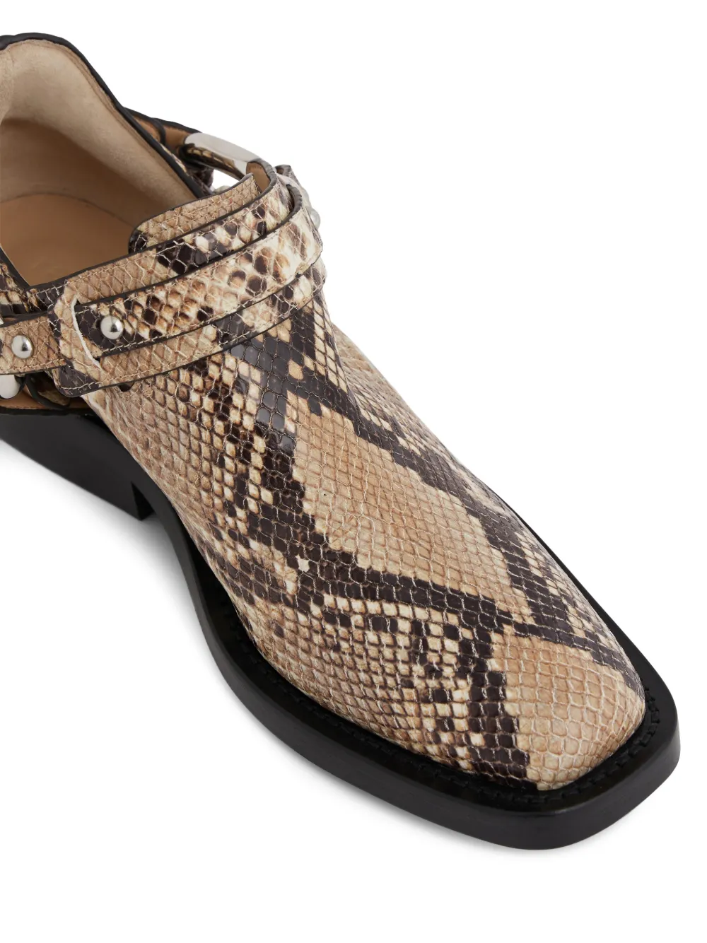 Rabanne XL Link biker enkellaarzen Beige