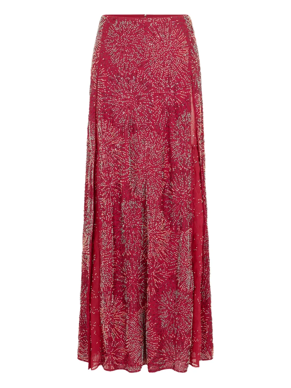 Rabanne embroidered pearl satin skirt - Rosso