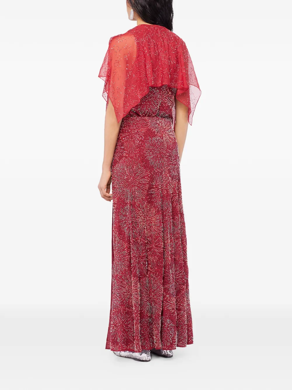 Rabanne Bead-embellished Chiffon Maxi Skirt In Burgundy