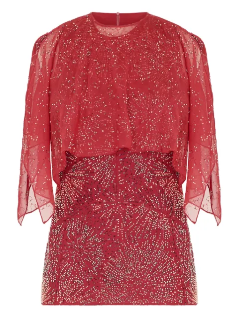 Rabanne chiffon cape pearl embroidered top
