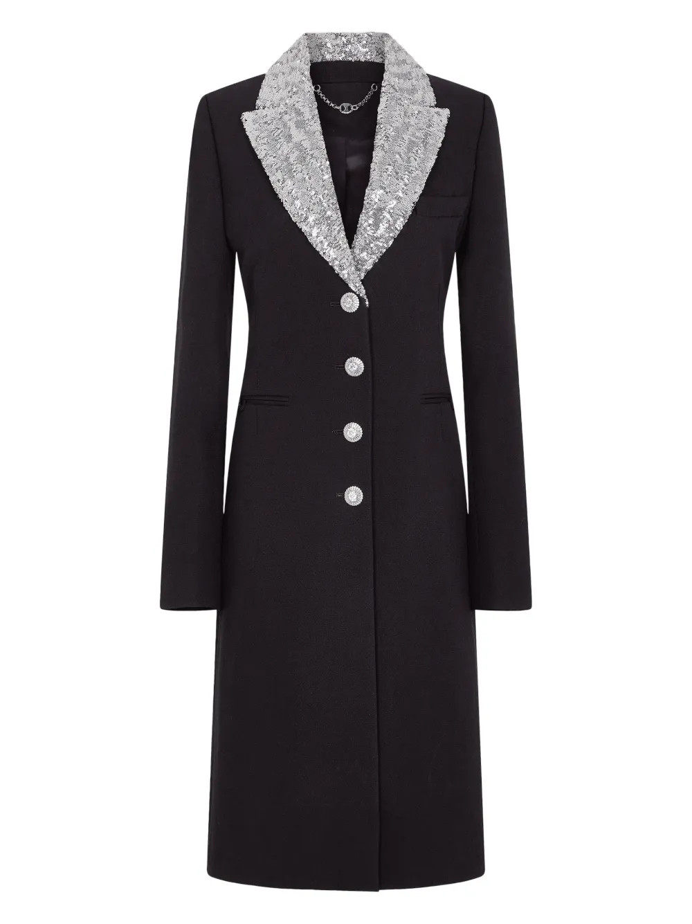 Rabanne sequin-collar wool coat - Nero