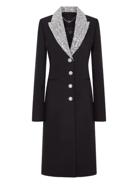 Rabanne abrigo con cuello de lentejuelas