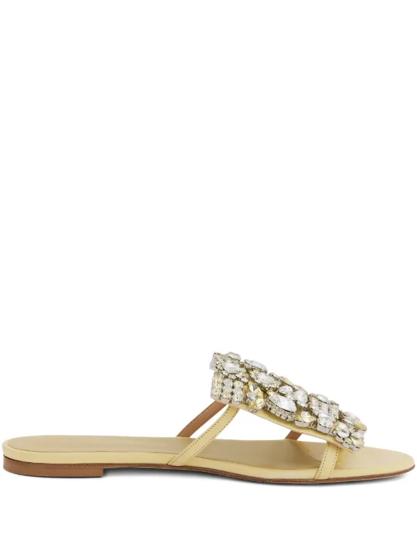 Rabanne Crystal-embellished Flat Sandals in Neutrals