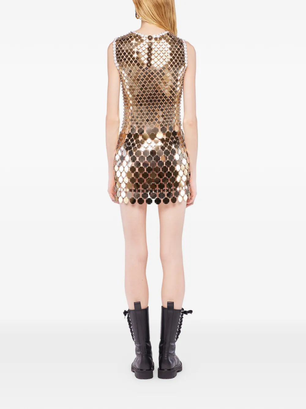  Rabanne Stud Assembly Mini Dress - Gold 