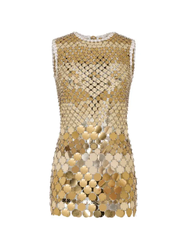 Rabanne Mini Dress in Assembly in Gold