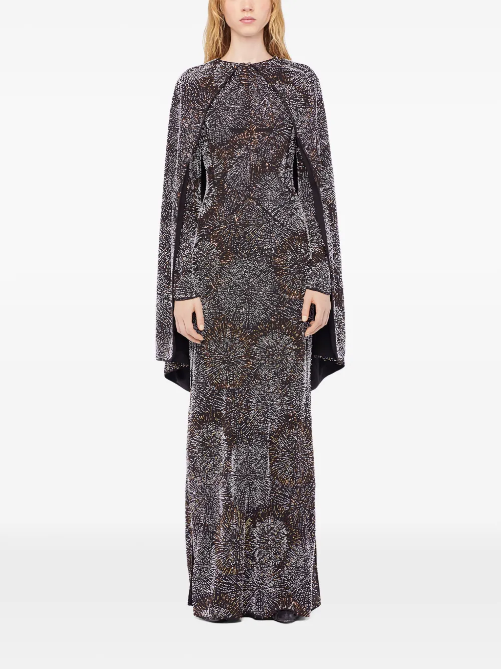 Rabanne long-sleeve pearl crepe dress - Zwart