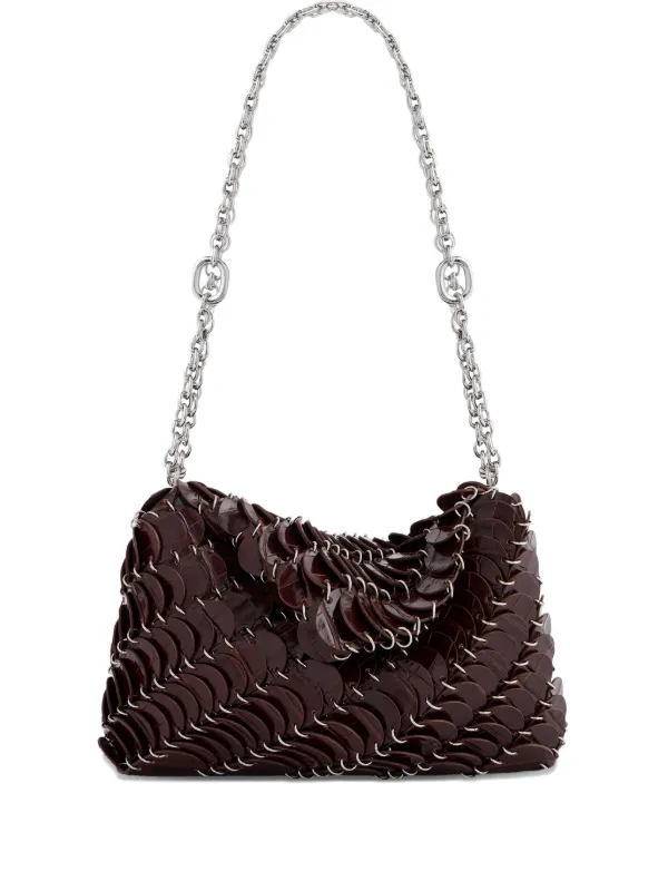 Rabanne Embossed Crocodile Shoulder Bag in Brown