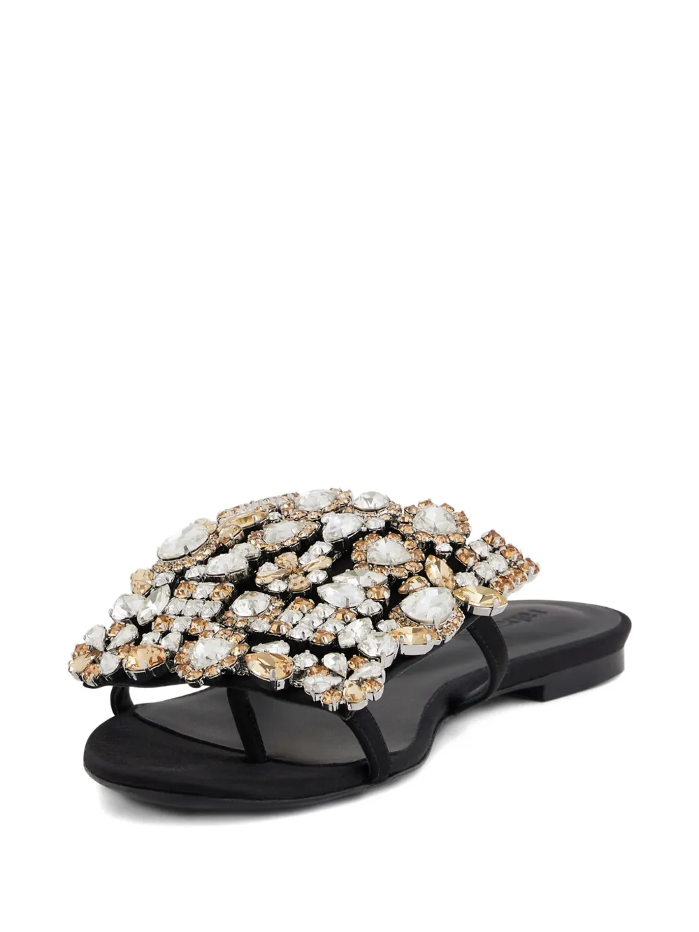 Rabanne Crystal-embellished Flat Sandals in Black, view 2