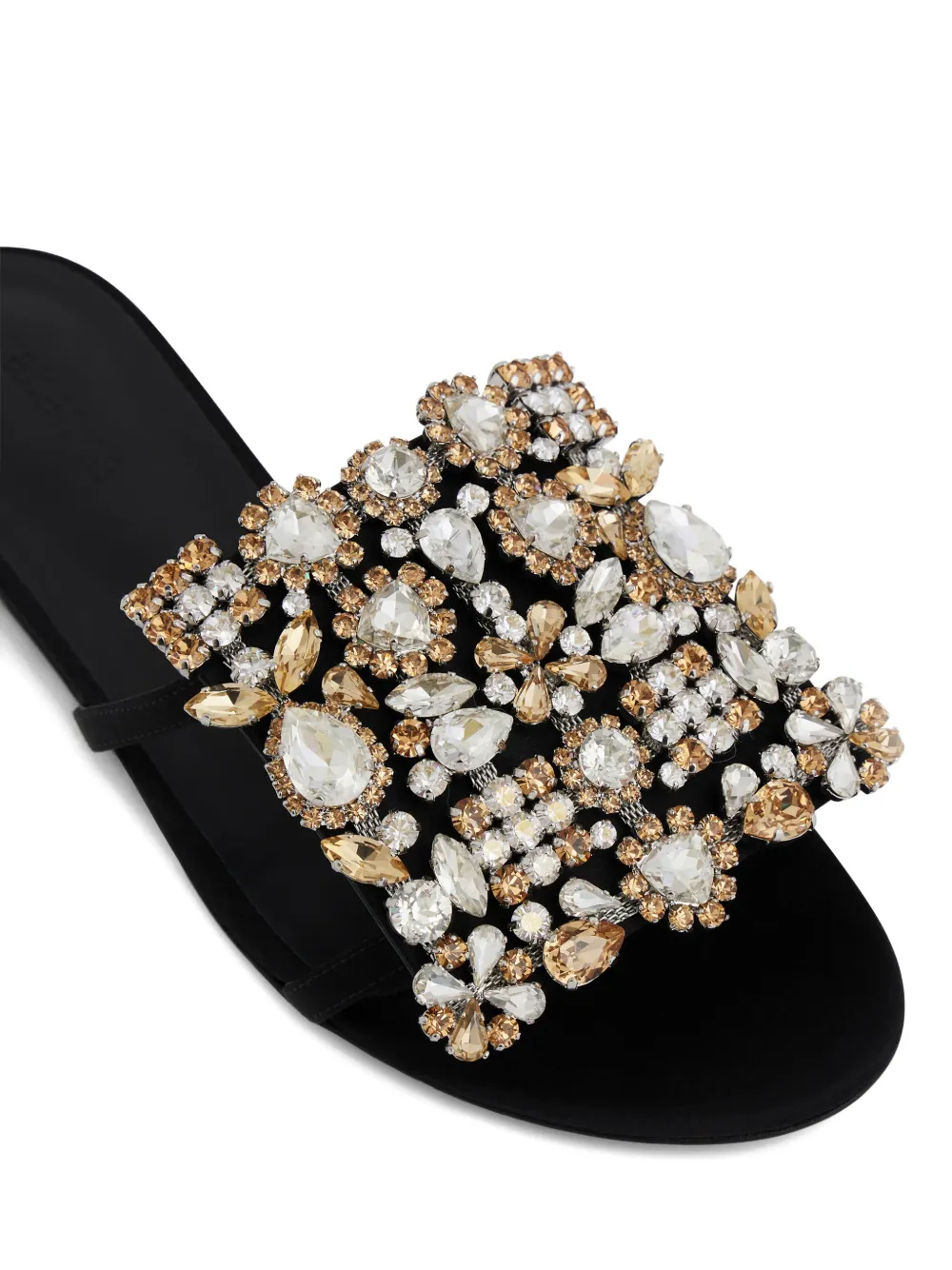 Rabanne Crystal-embellished Flat Sandals in Black, view 5