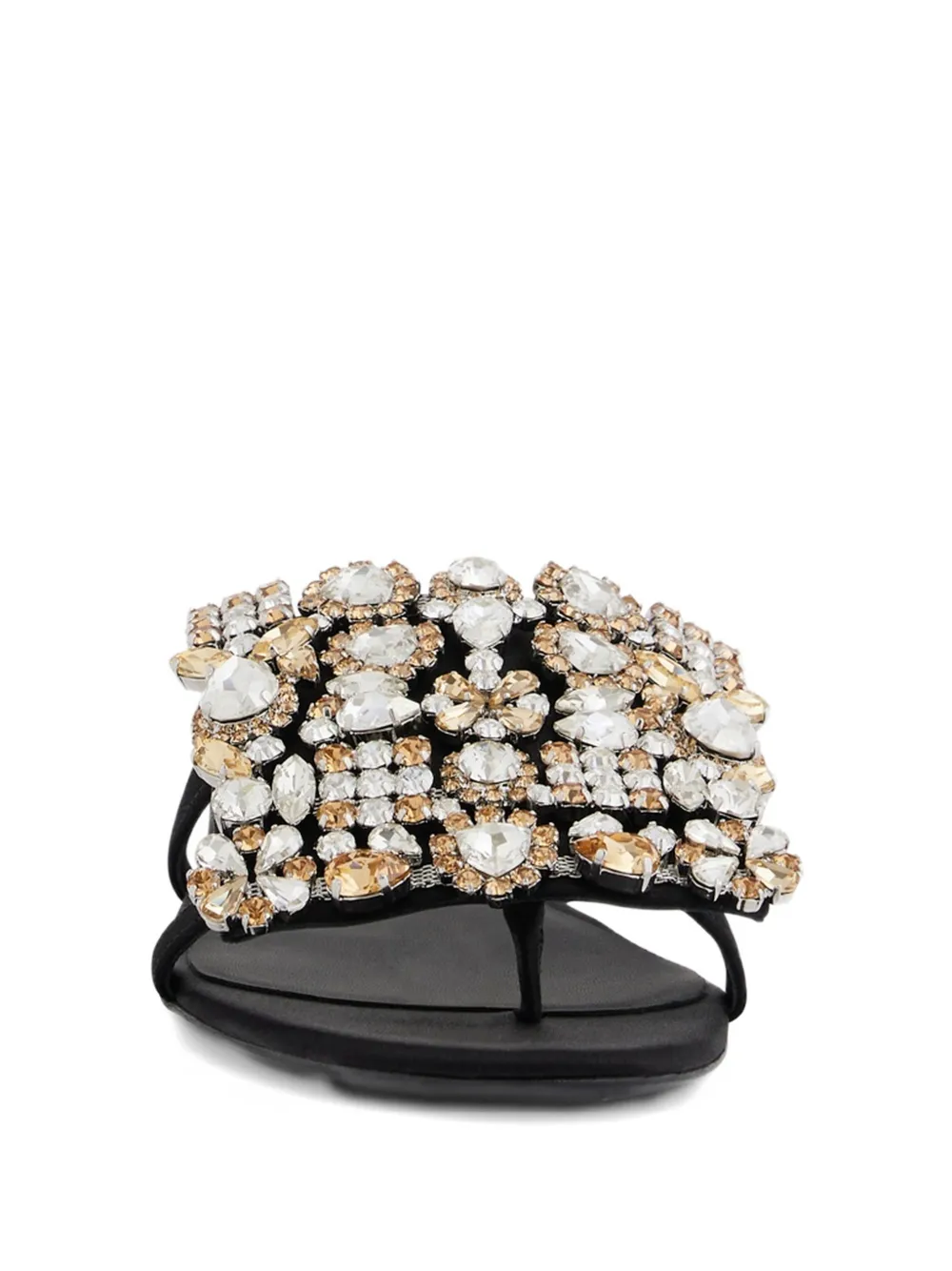 Rabanne Crystal-embellished Flat Sandals in Black, view 3
