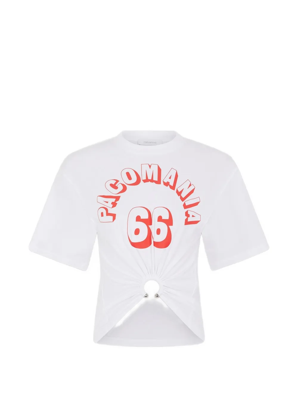 Rabanne printed piercing cotton t-shirt - Weiß