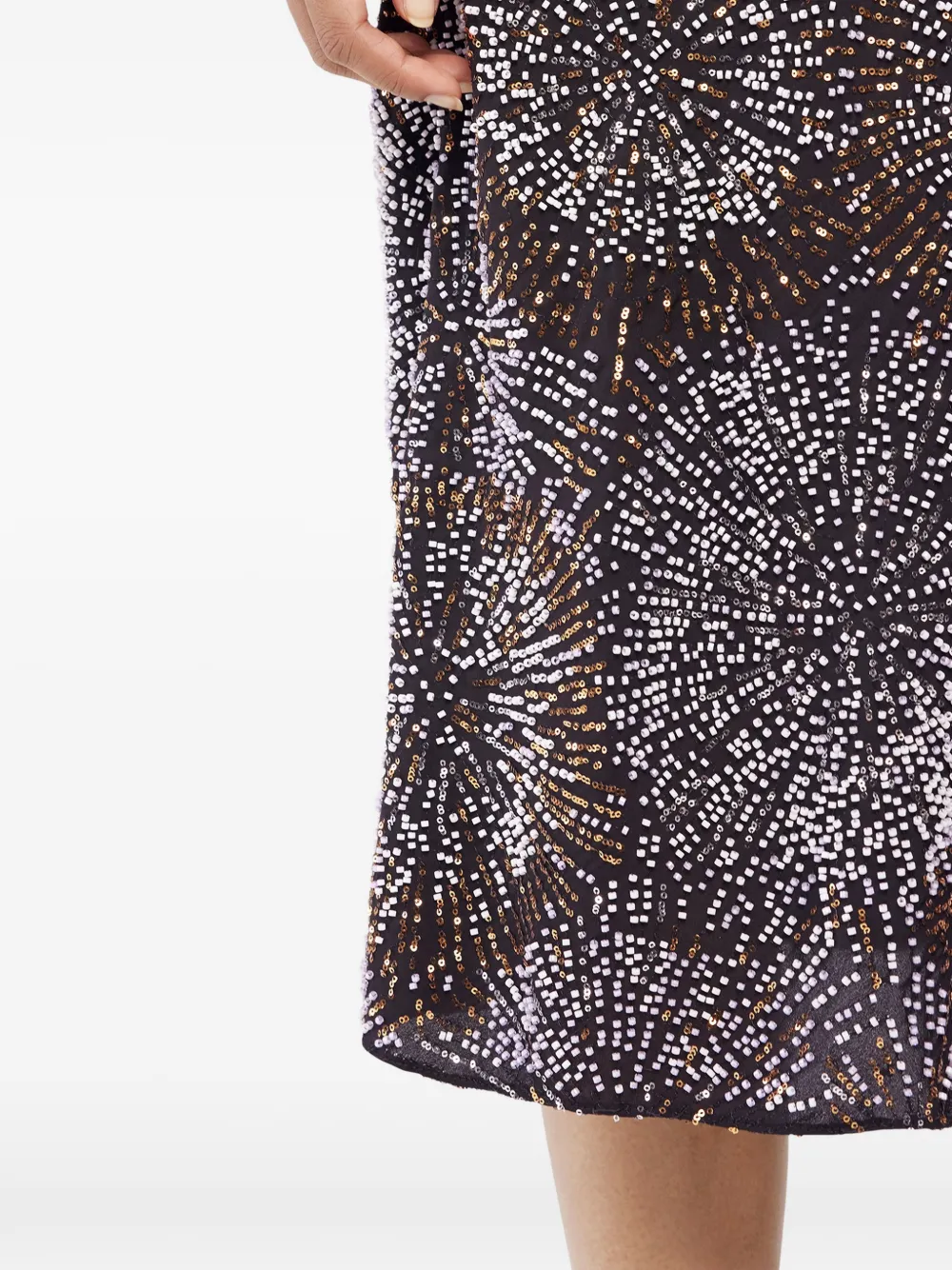 Rabanne Crepe Embroidered Pearl Skirt In Multi